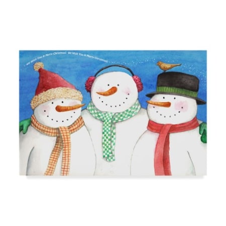 Melinda Hipsher 'Three Snowmen Sing' Canvas Art,30x47